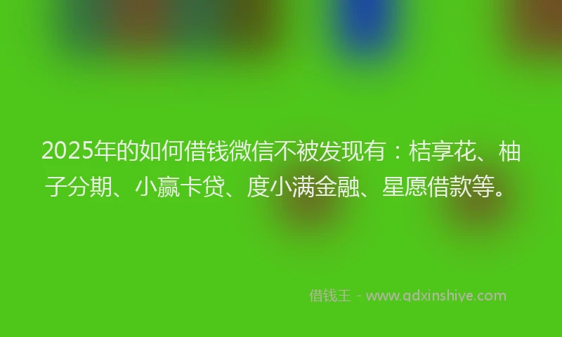 2025年的如何借钱微信不被发现有：桔享花、柚子分期、小赢卡贷、度小满金融、星愿借款等。