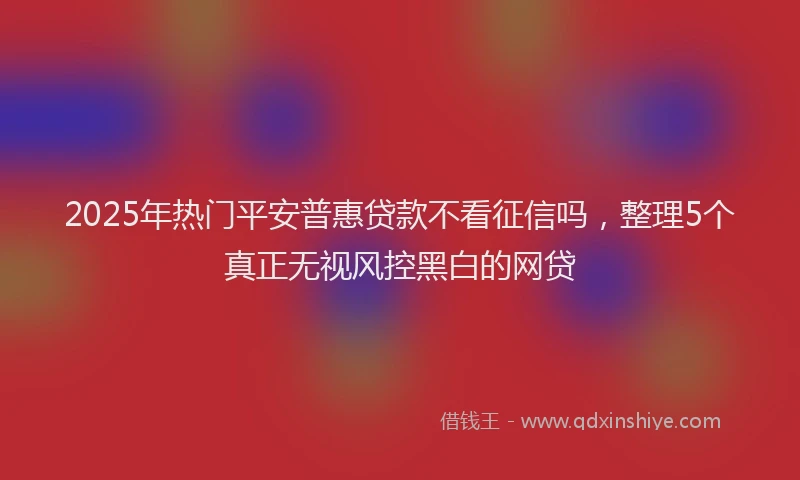 2025年热门平安普惠贷款不看征信吗，整理5个真正无视风控黑白的网贷