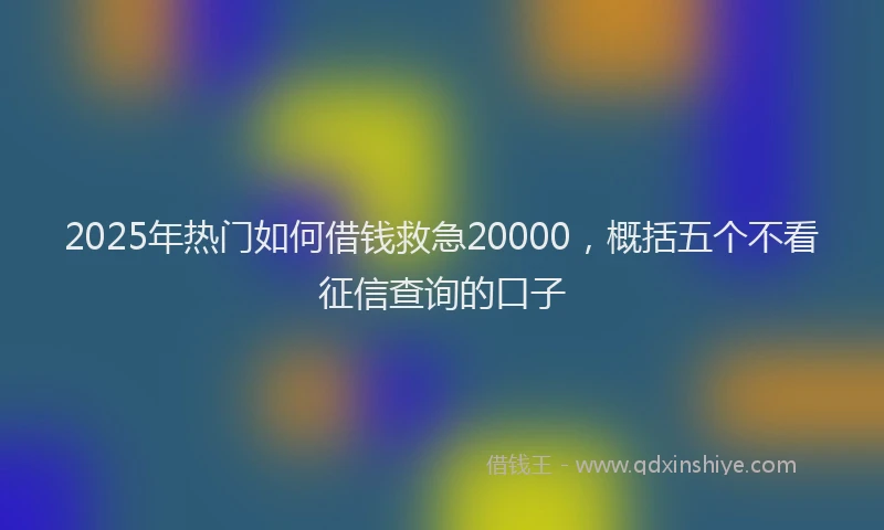 2025年热门如何借钱救急20000，概括五个不看征信查询的口子