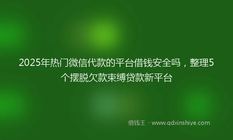 2025年热门微信代款的平台借钱安全吗，整理5个摆脱欠款束缚贷款新平台