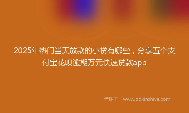 2025年热门当天放款的小贷有哪些，分享五个支付宝花呗逾期万元快速贷款app