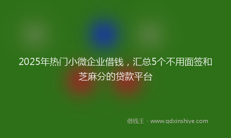 2025年热门小微企业借钱，汇总5个不用面签和芝麻分的贷款平台