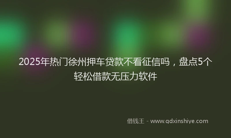 2025年热门徐州押车贷款不看征信吗，盘点5个轻松借款无压力软件