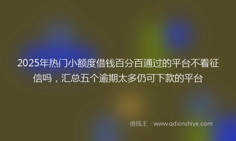 2025年热门小额度借钱百分百通过的平台不看征信吗，汇总五个逾期太多仍可下款的平台