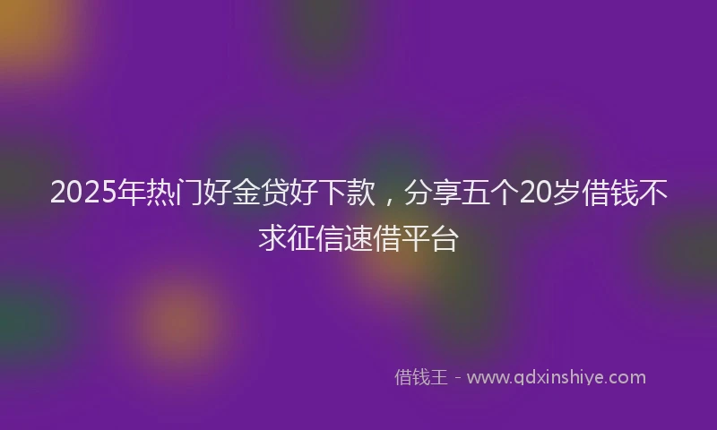 2025年热门好金贷好下款，分享五个20岁借钱不求征信速借平台