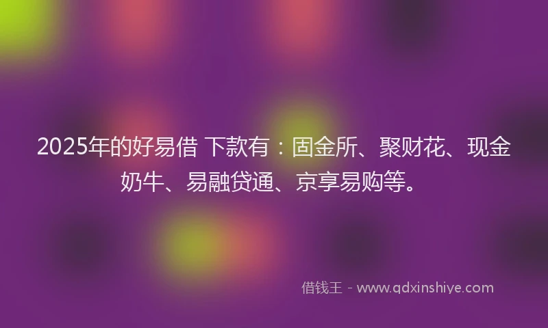 2025年的好易借 下款有：固金所、聚财花、现金奶牛、易融贷通、京享易购等。