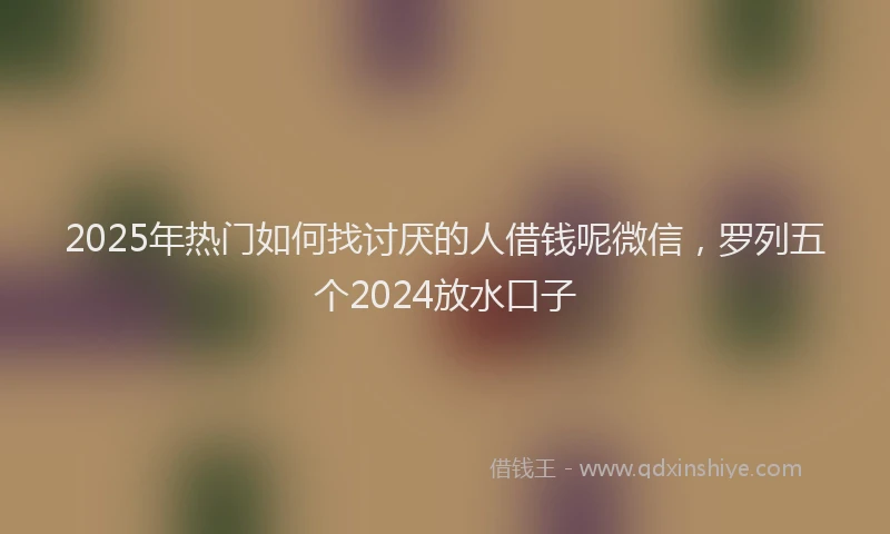 2025年热门如何找讨厌的人借钱呢微信，罗列五个2024放水口子