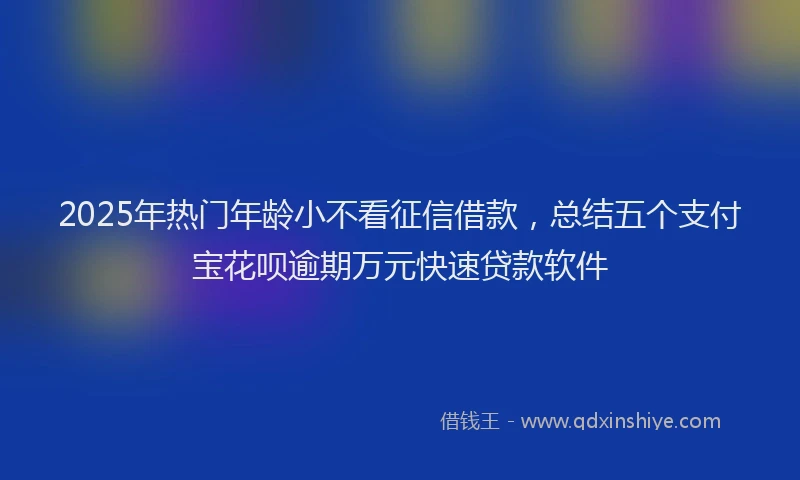 2025年热门年龄小不看征信借款，总结五个支付宝花呗逾期万元快速贷款软件