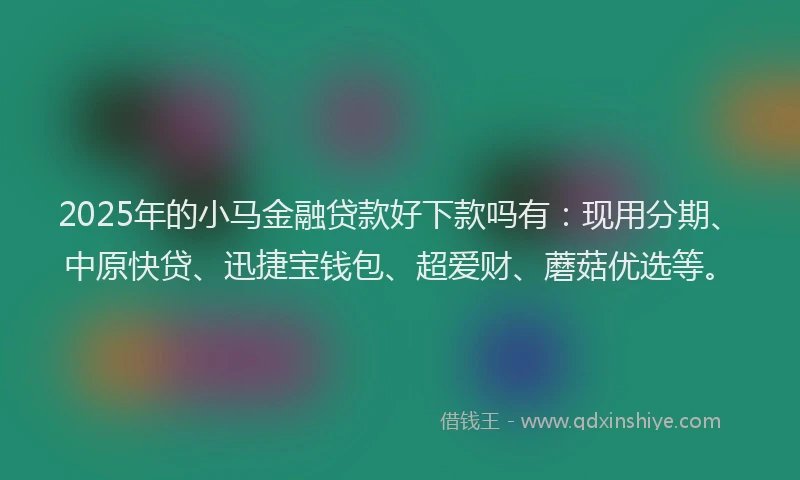 2025年的小马金融贷款好下款吗有：现用分期、中原快贷、迅捷宝钱包、超爱财、蘑菇优选等。