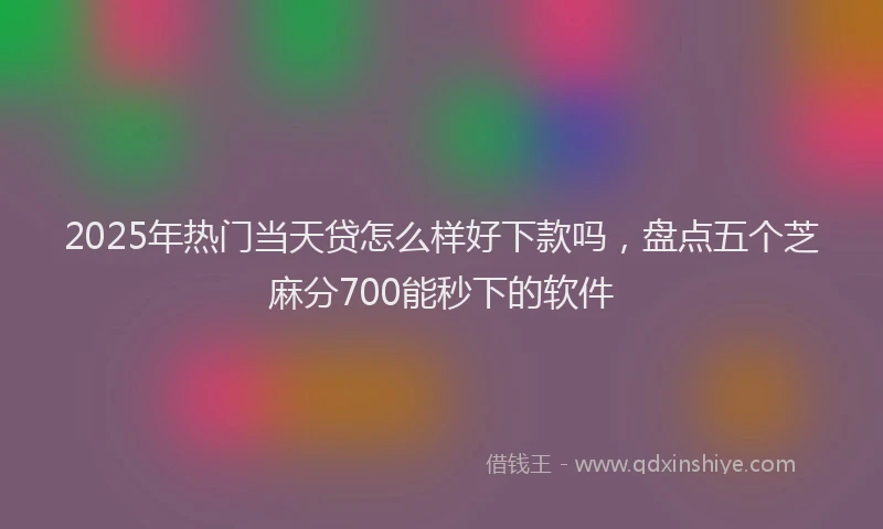 2025年热门当天贷怎么样好下款吗，盘点五个芝麻分700能秒下的软件