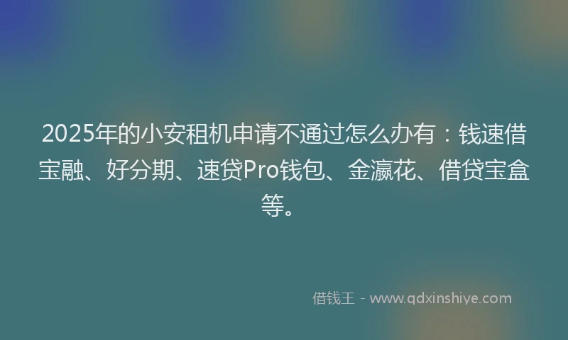 2025年的小安租机申请不通过怎么办有：钱速借宝融、好分期、速贷Pro钱包、金瀛花、借贷宝盒等。