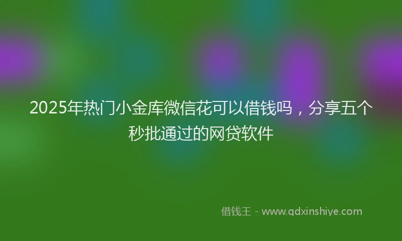 2025年热门小金库微信花可以借钱吗，分享五个秒批通过的网贷软件