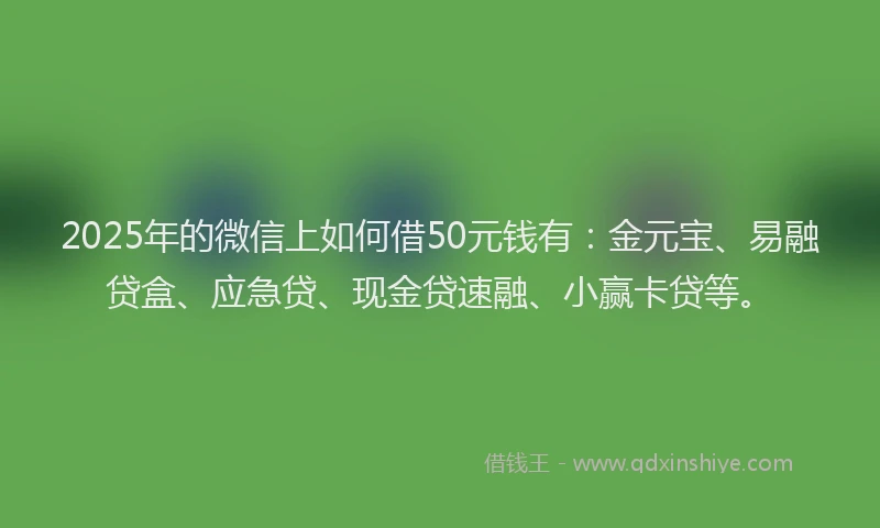 2025年的微信上如何借50元钱有：金元宝、易融贷盒、应急贷、现金贷速融、小赢卡贷等。