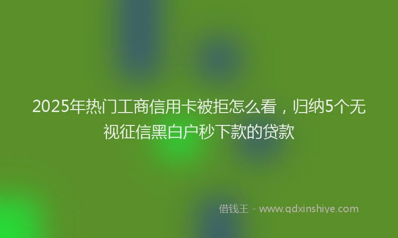 2025年热门工商信用卡被拒怎么看，归纳5个无视征信黑白户秒下款的贷款