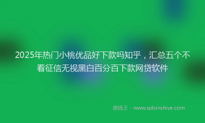 2025年热门小桃优品好下款吗知乎，汇总五个不看征信无视黑白百分百下款网贷软件