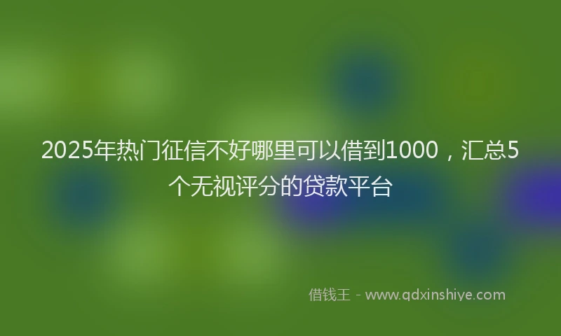 2025年热门征信不好哪里可以借到1000，汇总5个无视评分的贷款平台