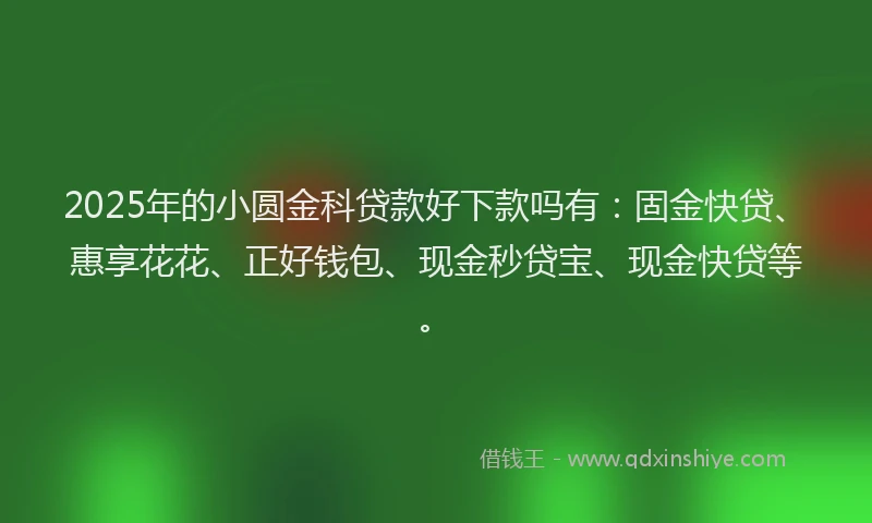 2025年的小圆金科贷款好下款吗有：固金快贷、惠享花花、正好钱包、现金秒贷宝、现金快贷等。
