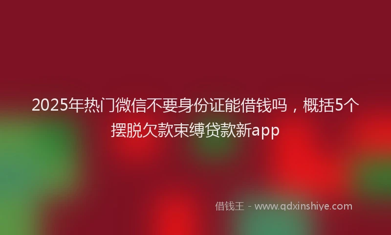 2025年热门微信不要身份证能借钱吗，概括5个摆脱欠款束缚贷款新app