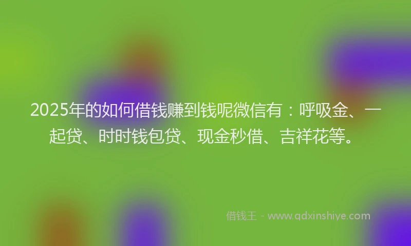2025年的如何借钱赚到钱呢微信有：呼吸金、一起贷、时时钱包贷、现金秒借、吉祥花等。