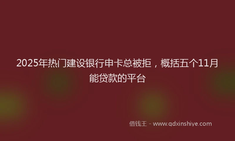 2025年热门建设银行申卡总被拒，概括五个11月能贷款的平台