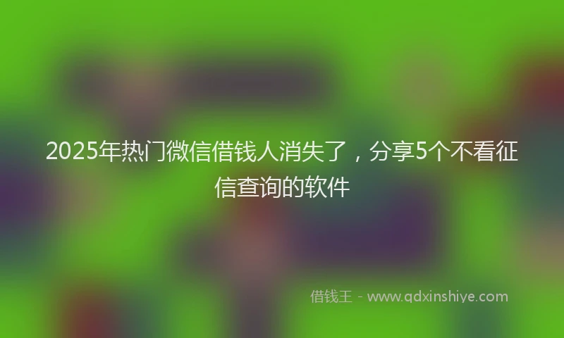 2025年热门微信借钱人消失了，分享5个不看征信查询的软件