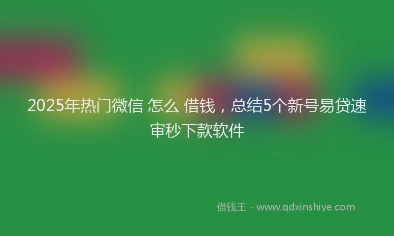 2025年热门微信 怎么 借钱，总结5个新号易贷速审秒下款软件