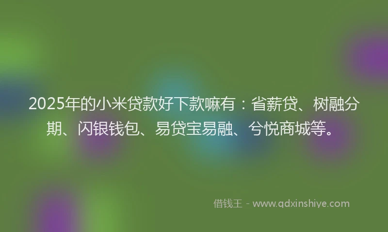 2025年的小米贷款好下款嘛有：省薪贷、树融分期、闪银钱包、易贷宝易融、兮悦商城等。