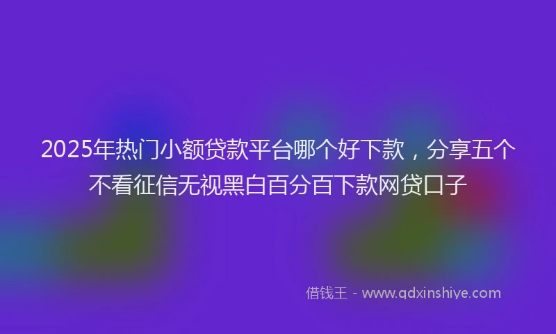 2025年热门小额贷款平台哪个好下款，分享五个不看征信无视黑白百分百下款网贷口子