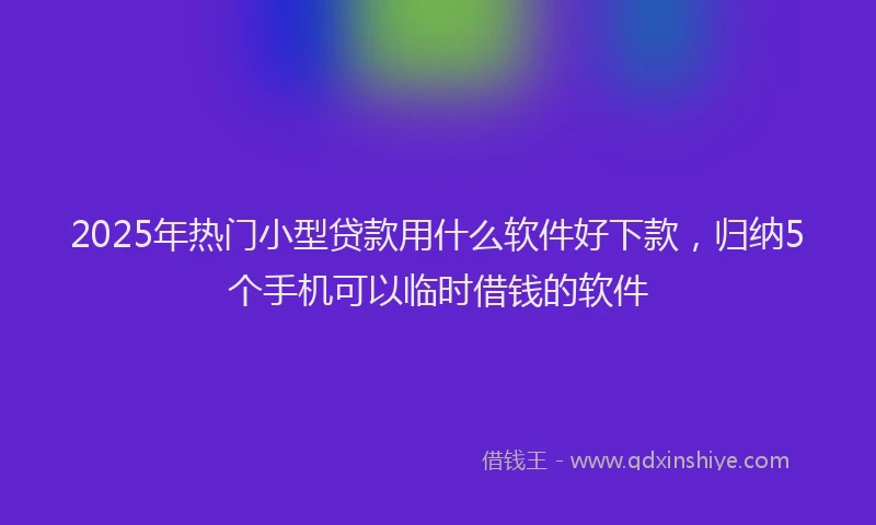 2025年热门小型贷款用什么软件好下款，归纳5个手机可以临时借钱的软件