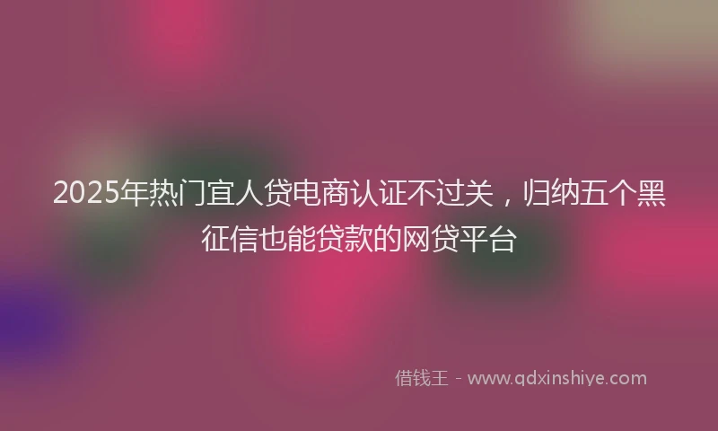 2025年热门宜人贷电商认证不过关，归纳五个黑征信也能贷款的网贷平台