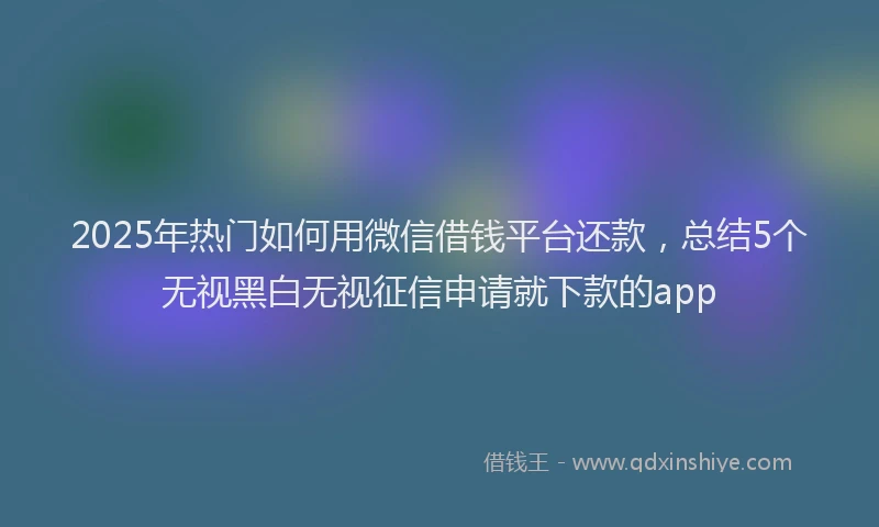 2025年热门如何用微信借钱平台还款，总结5个无视黑白无视征信申请就下款的app