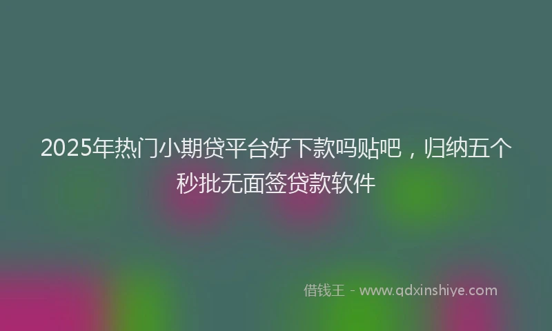 2025年热门小期贷平台好下款吗贴吧，归纳五个秒批无面签贷款软件