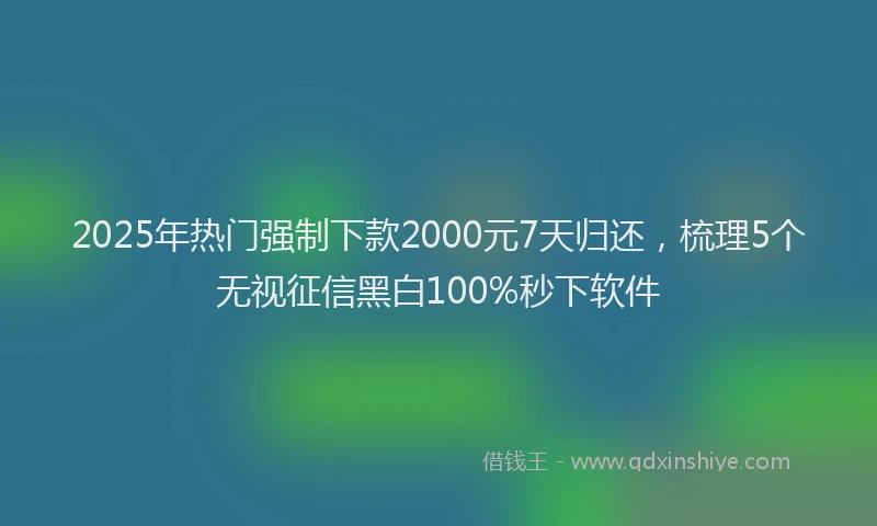 2025年热门强制下款2000元7天归还，梳理5个无视征信黑白100%秒下软件