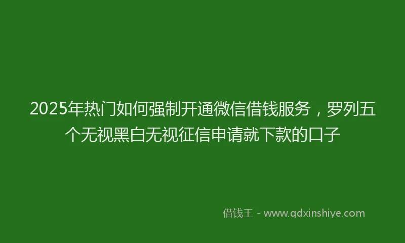 2025年热门如何强制开通微信借钱服务，罗列五个无视黑白无视征信申请就下款的口子
