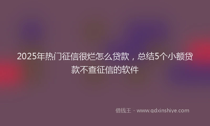 2025年热门征信很烂怎么贷款，总结5个小额贷款不查征信的软件