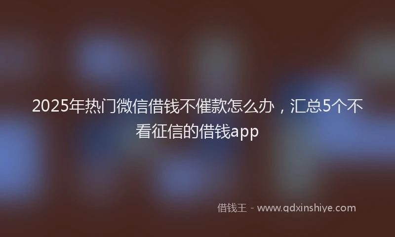2025年热门微信借钱不催款怎么办，汇总5个不看征信的借钱app