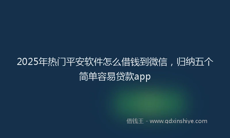 2025年热门平安软件怎么借钱到微信，归纳五个简单容易贷款app