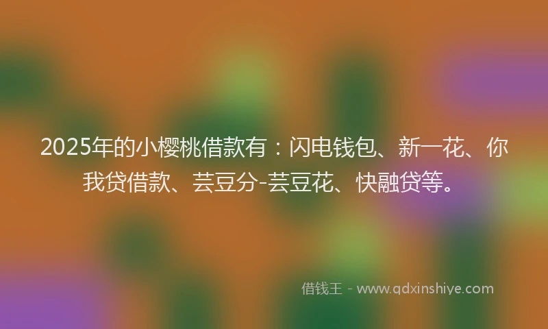 2025年的小樱桃借款有：闪电钱包、新一花、你我贷借款、芸豆分-芸豆花、快融贷等。