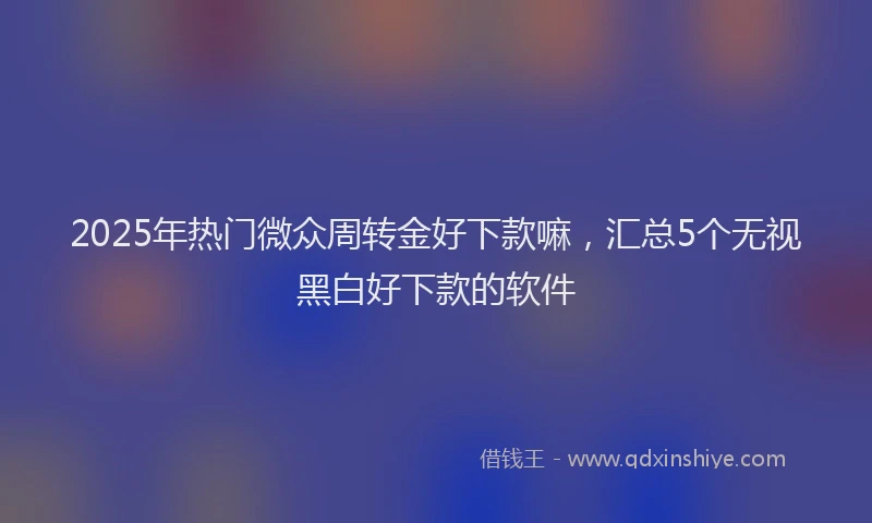 2025年热门微众周转金好下款嘛，汇总5个无视黑白好下款的软件