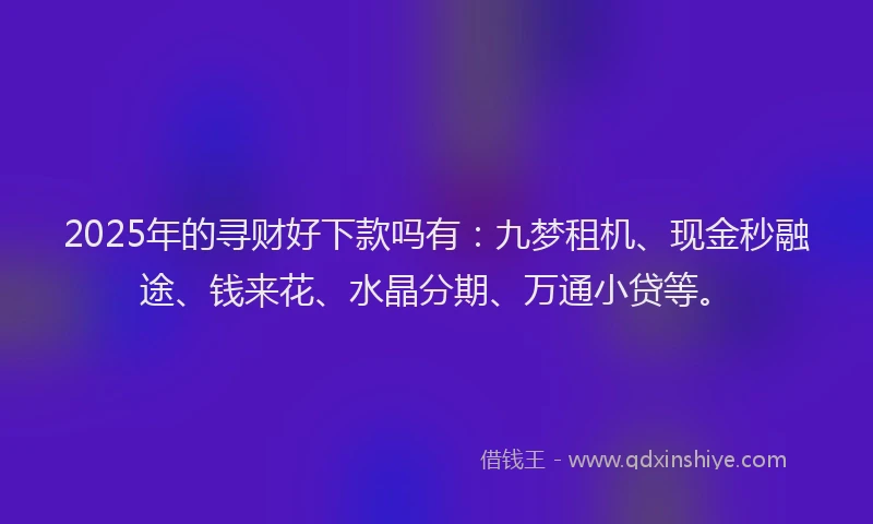 2025年的寻财好下款吗有：九梦租机、现金秒融途、钱来花、水晶分期、万通小贷等。