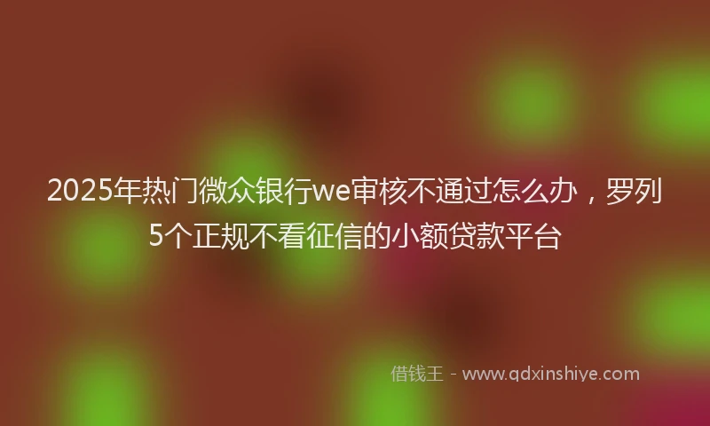 2025年热门微众银行we审核不通过怎么办，罗列5个正规不看征信的小额贷款平台