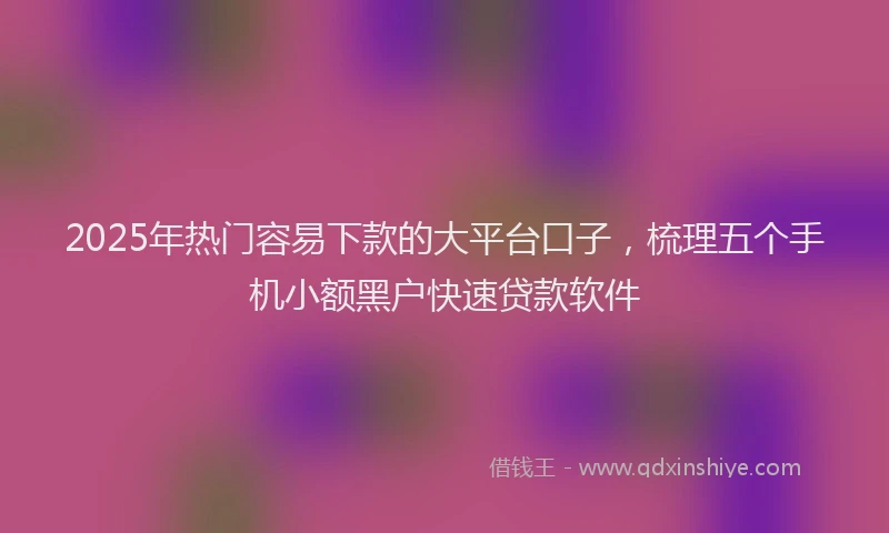 2025年热门容易下款的大平台口子，梳理五个手机小额黑户快速贷款软件