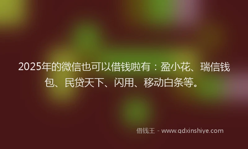 2025年的微信也可以借钱啦有：盈小花、瑞信钱包、民贷天下、闪用、移动白条等。
