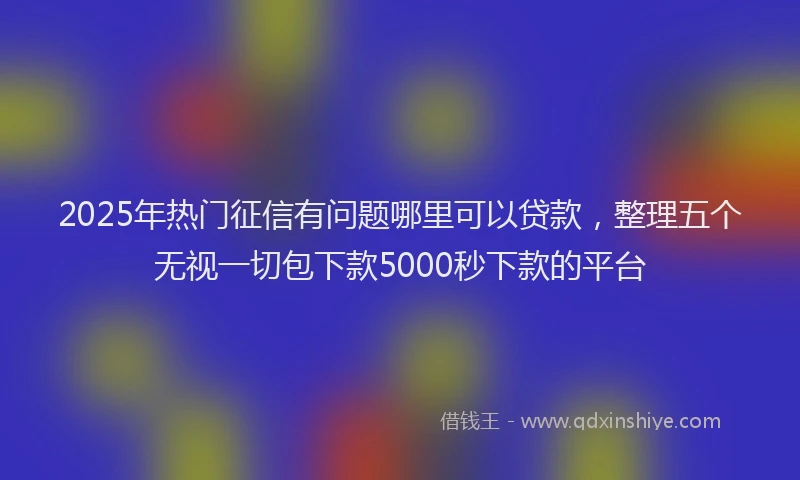 2025年热门征信有问题哪里可以贷款，整理五个无视一切包下款5000秒下款的平台