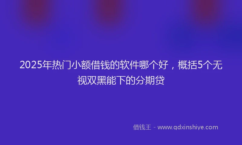 2025年热门小额借钱的软件哪个好，概括5个无视双黑能下的分期贷