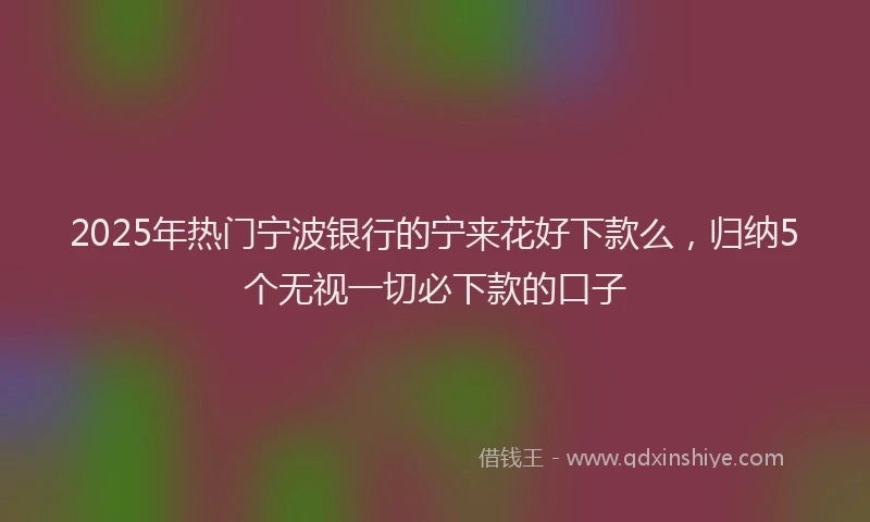 2025年热门宁波银行的宁来花好下款么，归纳5个无视一切必下款的口子