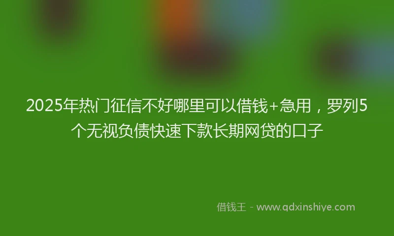 2025年热门征信不好哪里可以借钱+急用，罗列5个无视负债快速下款长期网贷的口子