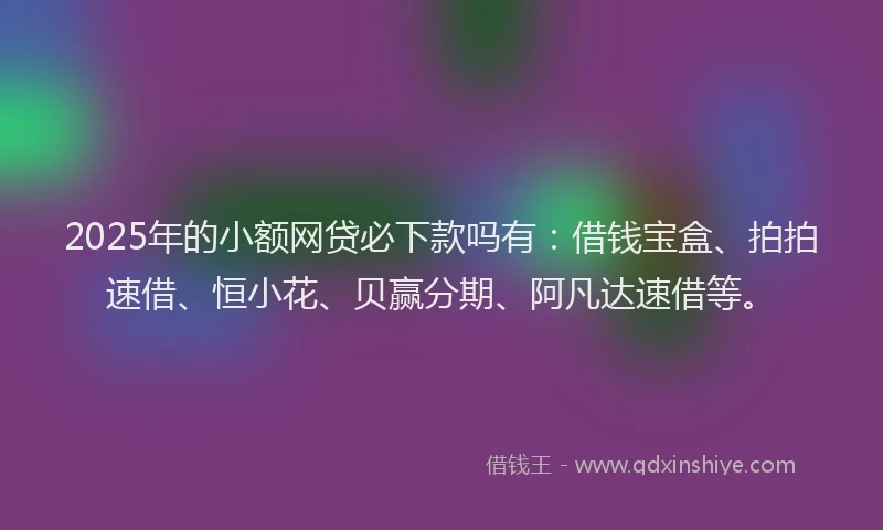 2025年的小额网贷必下款吗有：借钱宝盒、拍拍速借、恒小花、贝赢分期、阿凡达速借等。