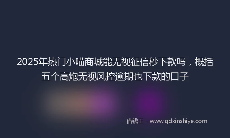 2025年热门小喵商城能无视征信秒下款吗，概括五个高炮无视风控逾期也下款的口子