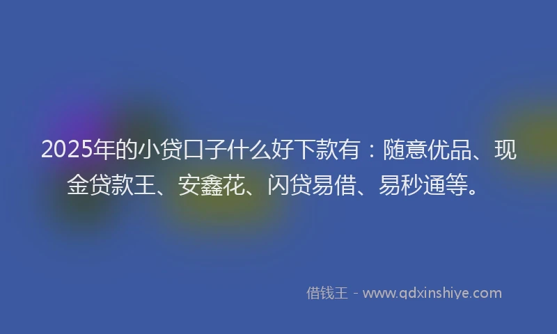 2025年的小贷口子什么好下款有：随意优品、现金贷款王、安鑫花、闪贷易借、易秒通等。